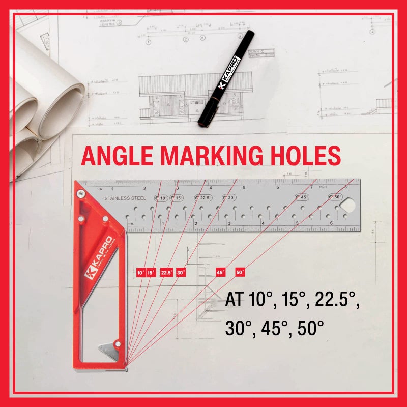 Kapro - 353 Professional Ledge-It Try & Mitre Square - For Leveling and Measuring - Features Stainless Steel Blade, Retractable Ledge, and Etched Ruler Markings - 8 Inch - Image 3